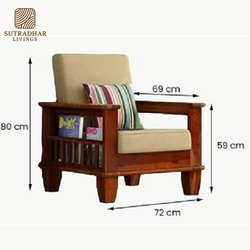 NatureWood Classic Sofa Set -1 Solid Sheesham Wood-Teak/Walnut Finish - Image 2