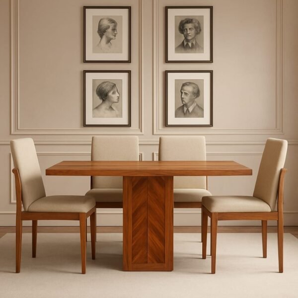 Chevron Sheesham Wood Dining Set - Image 2