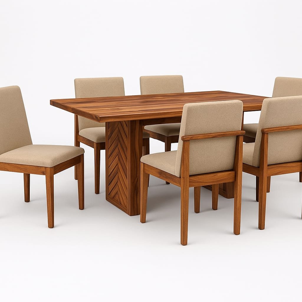 Chevron Sheesham Wood Dining Set - Image 3
