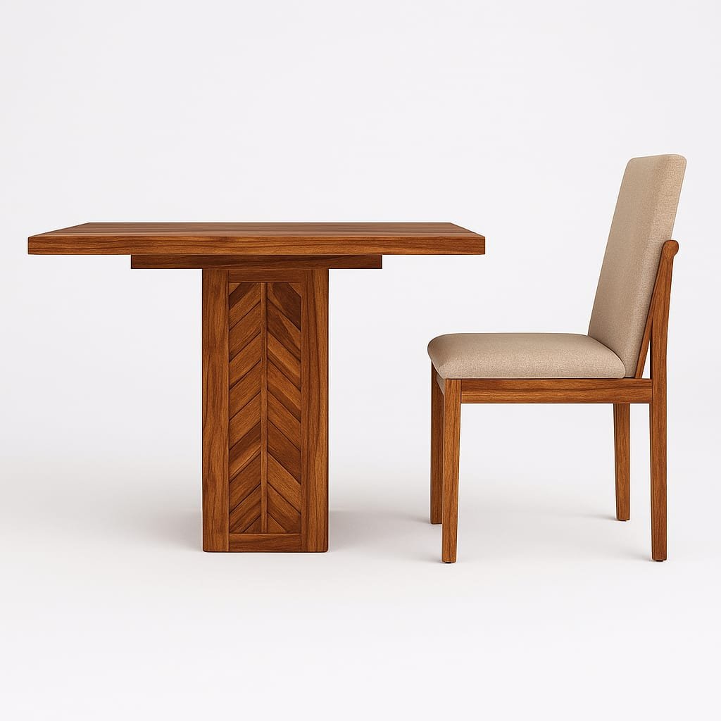 Chevron Sheesham Wood Dining Set - Image 4