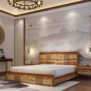 Modern Stride Bed – Solid Sheesham Wood