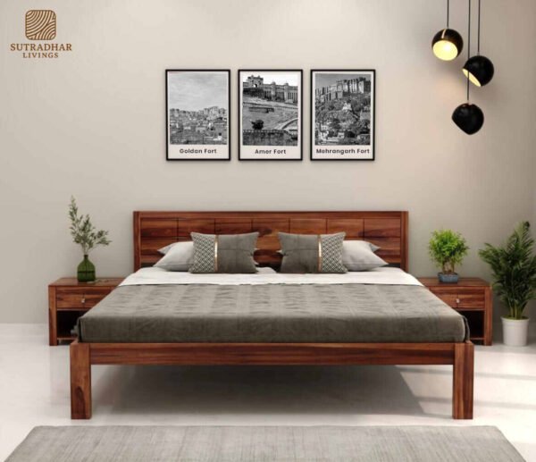 UrbanNest Solid Wood Bed – Sheesham Wood