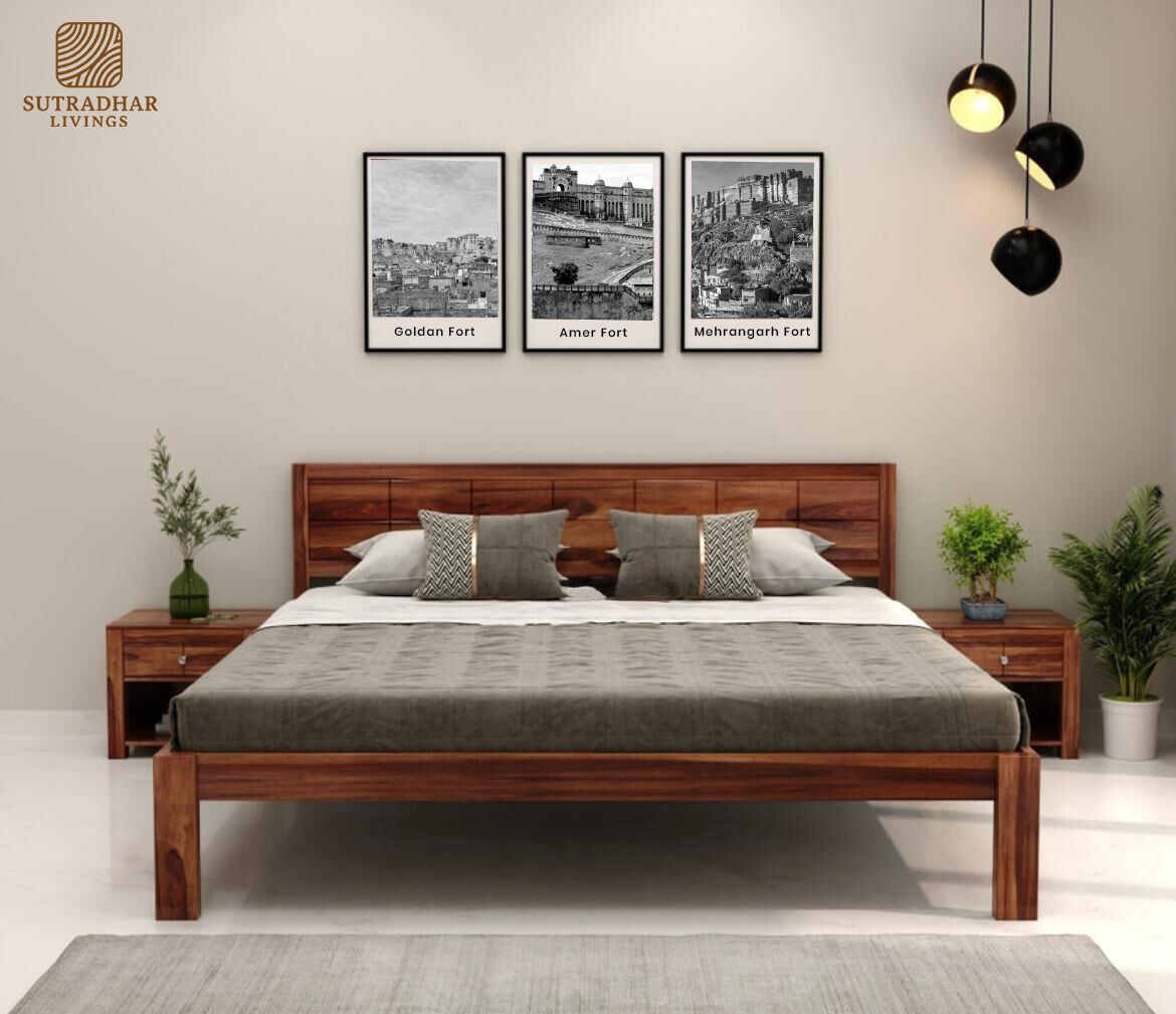 UrbanNest Solid Wood Bed – Sheesham Wood