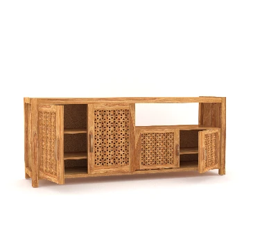 Aranya Sheesham Jali TV Unit – Solid Sheesham Wood with Jali Design - Image 3