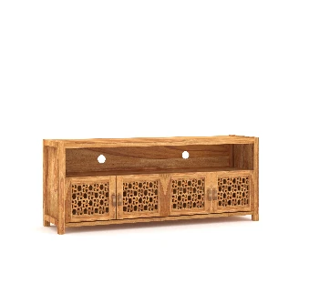 Noor Jali Carved TV Unit – Solid Sheesham Wood - Image 2