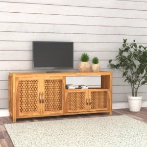 Aranya Sheesham Jali TV Unit – Solid Sheesham Wood with Jali Design
