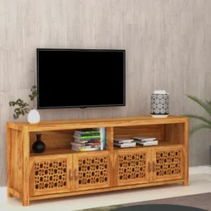 Noor Jali Carved TV Unit – Solid Sheesham Wood