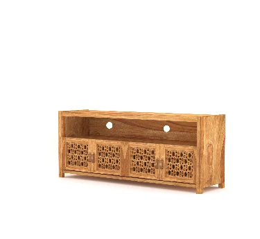 Noor Jali Carved TV Unit – Solid Sheesham Wood - Image 3