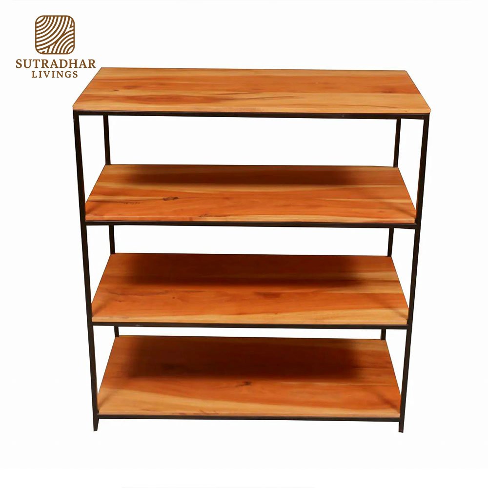 Ironwood Rack – Industrial Style Storage Shelf with Solid Wood & Metal Frame