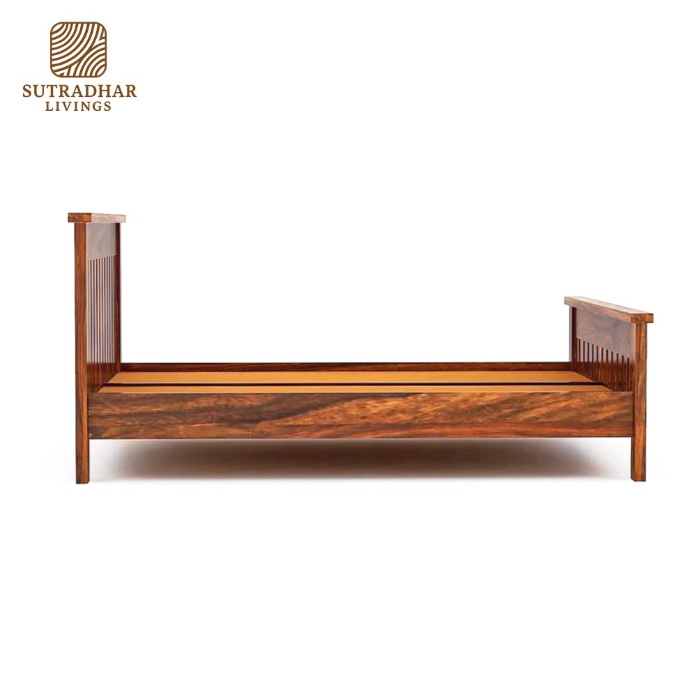 Sutradhar Single Bed in Solid Sheesham Wood – Handcrafted Design - Image 2