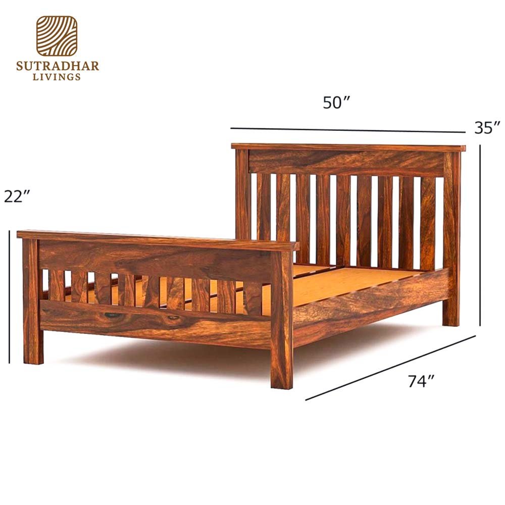 Sutradhar Single Bed in Solid Sheesham Wood – Handcrafted Design - Image 3