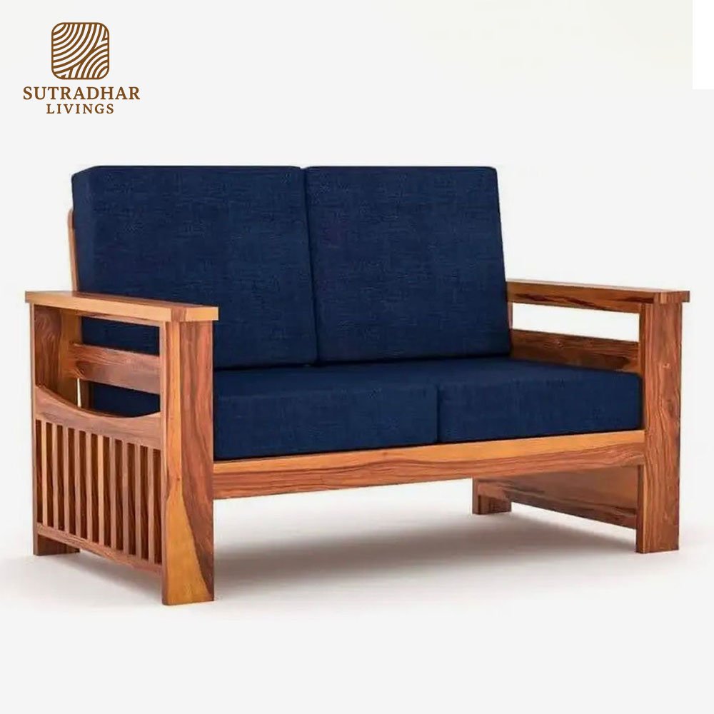 Sutradhar 5 Seater Classic Sofa Set for Living Room – Sheesham Wood Frame - Image 4