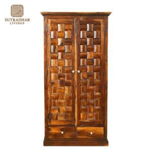 Classic Sheesham Wood Armoire with Handcrafted Detailing