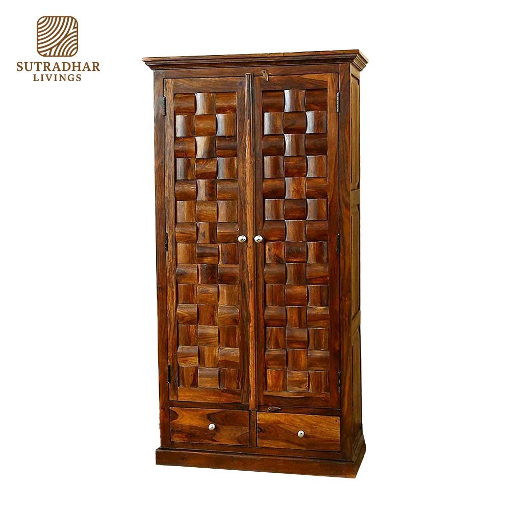 Classic Sheesham Wood Armoire with Handcrafted Detailing - Image 2