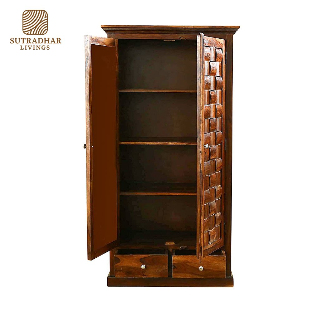 Classic Sheesham Wood Armoire with Handcrafted Detailing - Image 3