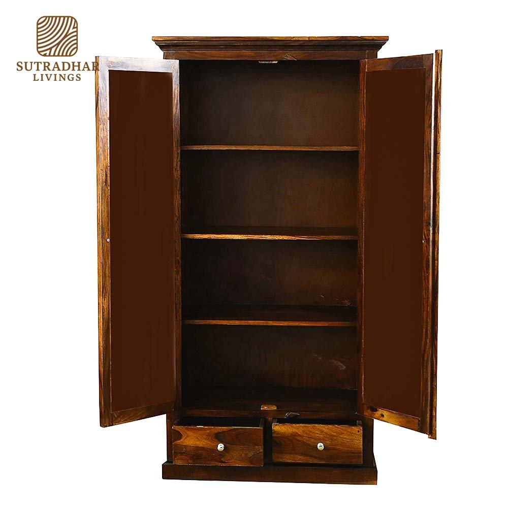 Classic Sheesham Wood Armoire with Handcrafted Detailing - Image 4