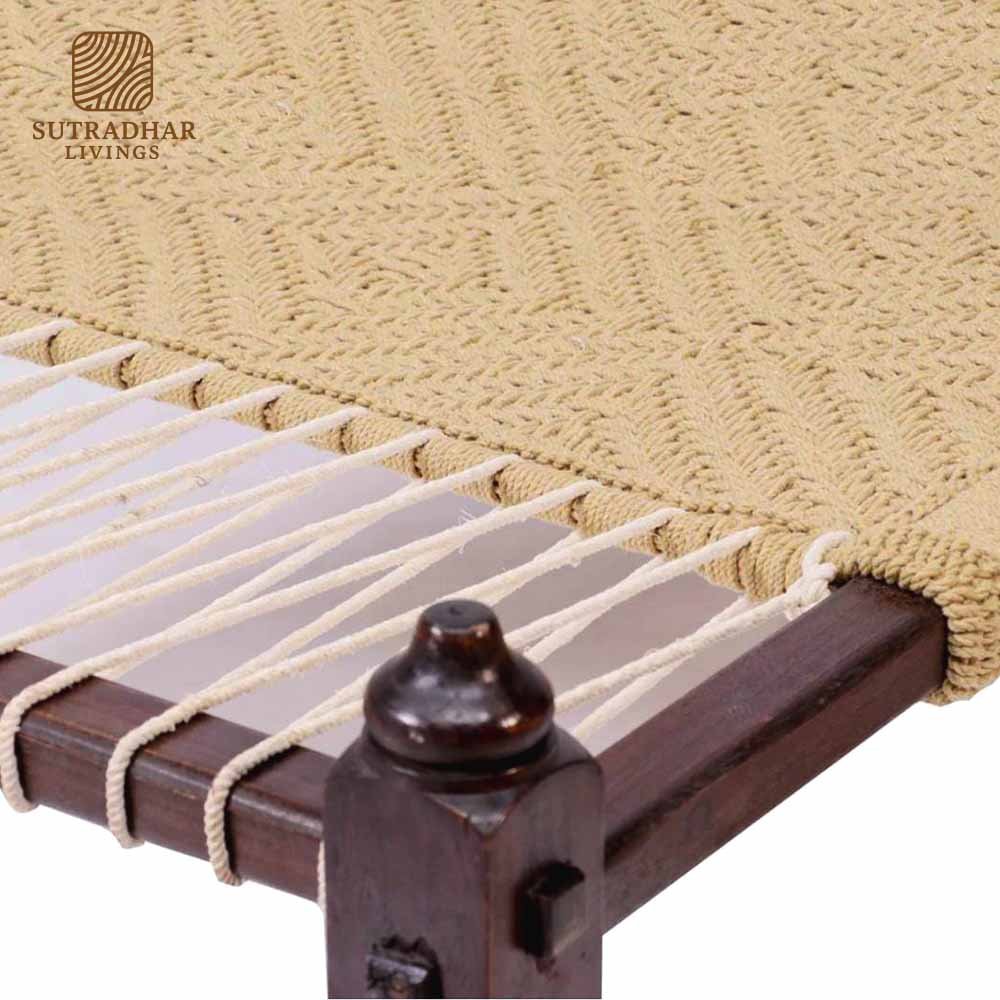 Indian Classical Weaved Day Bed in Solid Sheesham Wood - Image 2