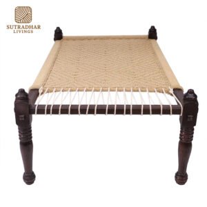 Indian Classical Weaved Day Bed in Solid Sheesham Wood