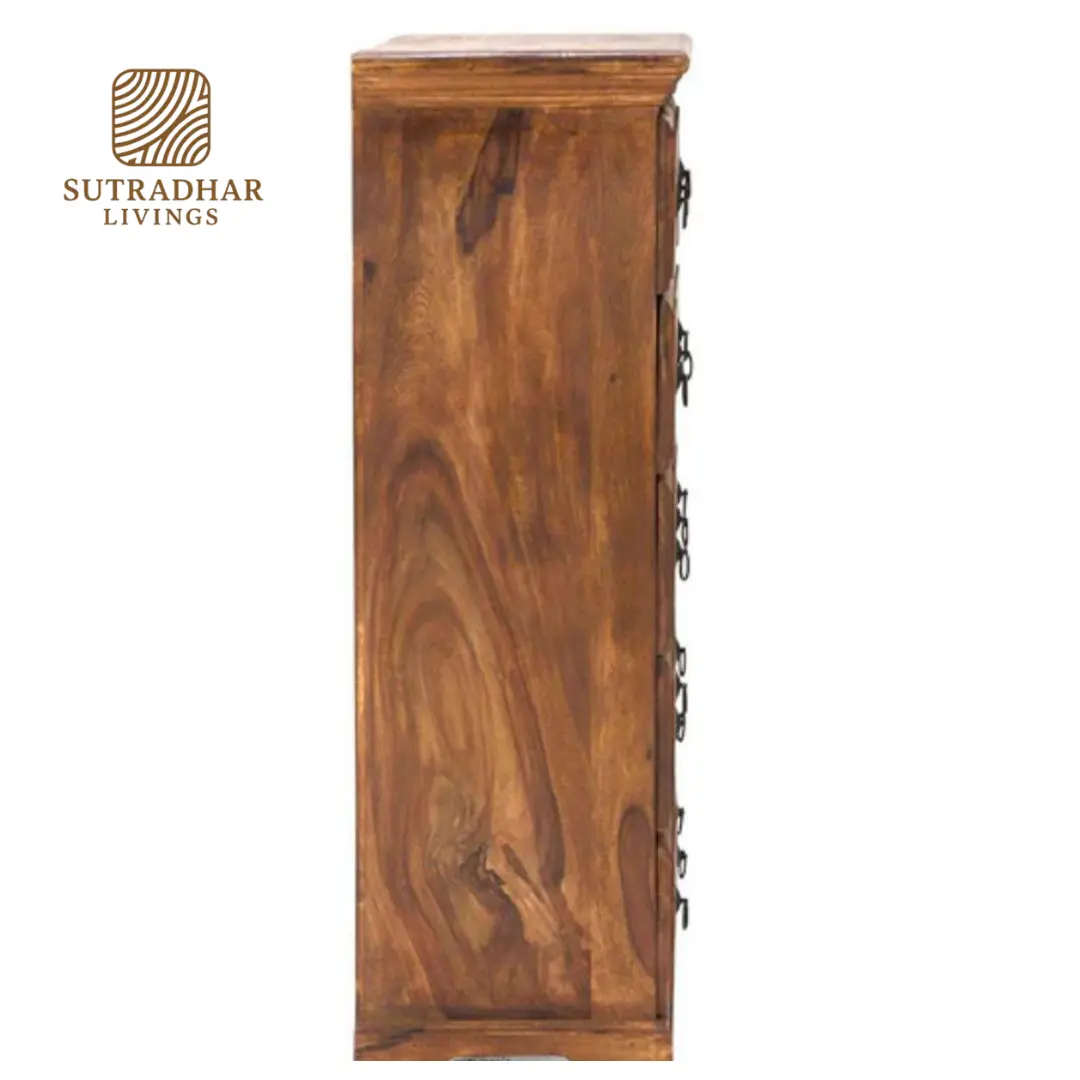 Solid Sheesham Wood Apothecary Chest / Multi-Drawer Storage Cabinet - Image 4