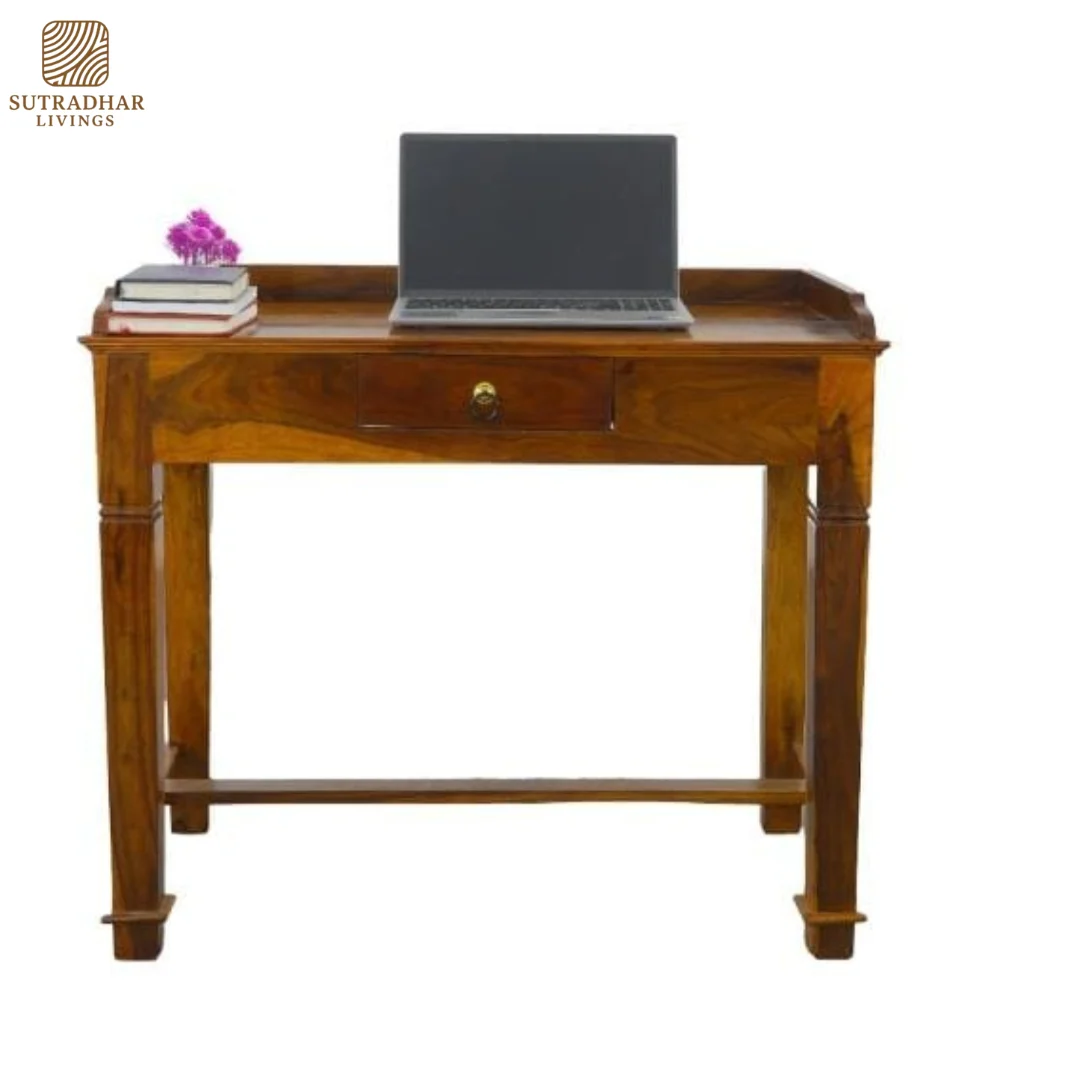 Sheesham Wood Study Table | Handcrafted Solid Wood Desk For Office & Stu - Image 4