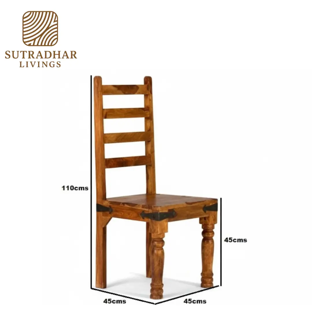 Rustic Sheesham Wood 4-Seater Dining Table Set with Iron Accents - Image 5